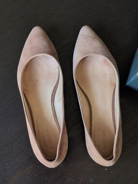 Nisolo Suede Leather Ava Ballerina Pointed-Toe Flats - Women's Nude Size 10